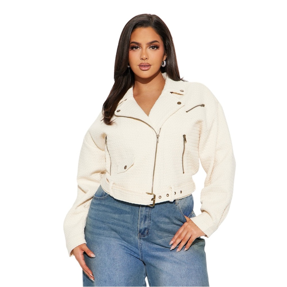Fashion Nova Cream When You Cross Me Cropped Jacket NWT Size 1X